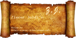 Zierer Jolán névjegykártya